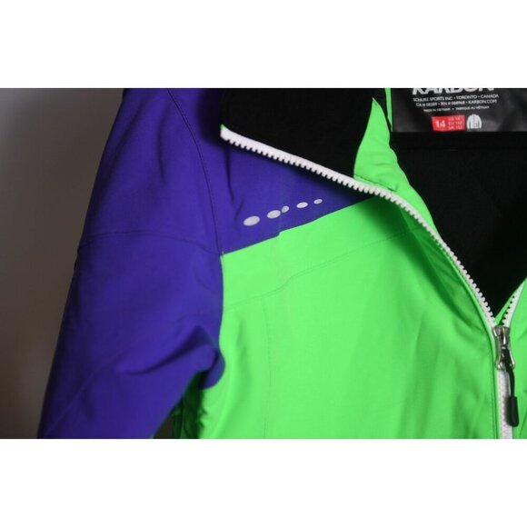 Karbon Unisex Size 14 Snowboard Ski Jacket Zip Bright Green Purple - Picture 4 of 15